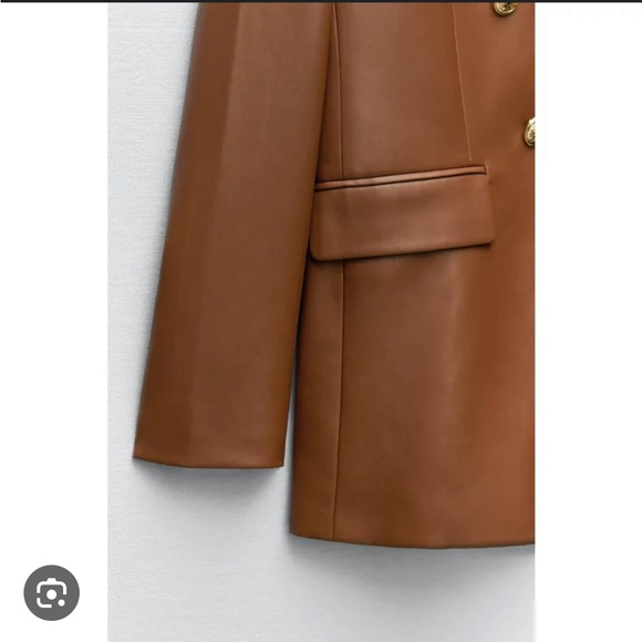 Zara Faux Leather Double Breasted Blazer - Picture 6 of 15